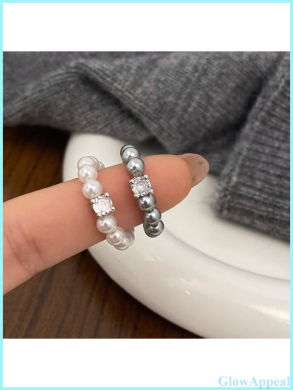 2Pc Cubic Zirconia Stretch Stackable Statement Rings - Picture 4 of 6